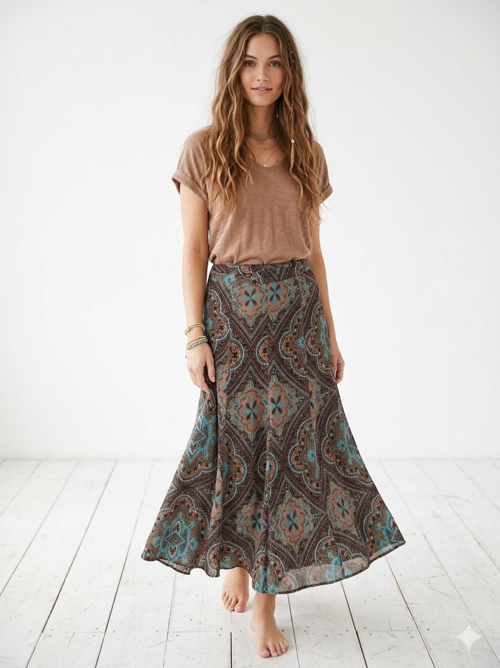 SOLD Vintage Vanity Fair Brown Paisley Lined Skirt
